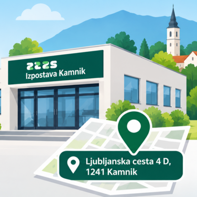 Z UI narejena slika zradbe z naslovom Izpostava Kamnik in naslov.
