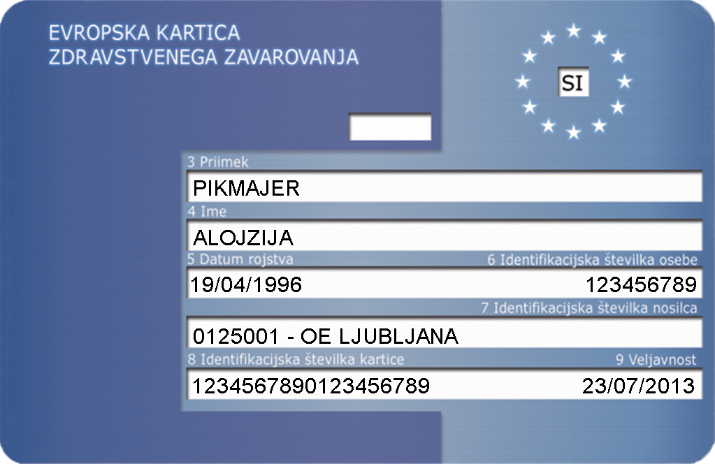 Simbolna fotografija evropske kartice zdravstvenega zavarovanja